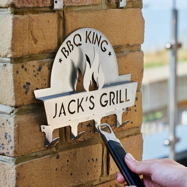 Personalised Stainless Steel BBQ Tool Rack Grill Accessory