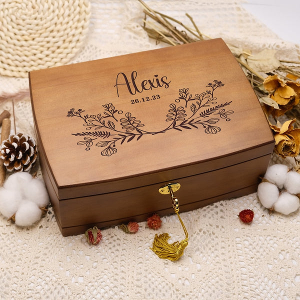 Personalized Wooden Jewelry Box, Customized Retro Jewelry Box