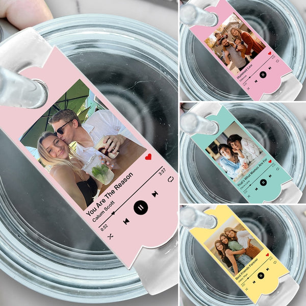 Custom Photo Tumbler Name Plate, Personalized Music Stanley Name Tag with Photo