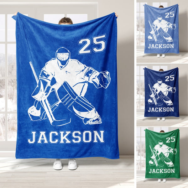 Personalized Hockey Blanket, Custom Name Number Blankets