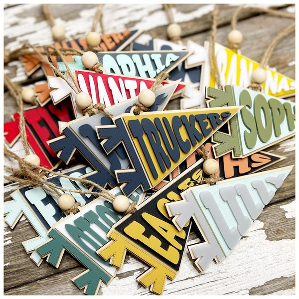 Personalized Pennant Ornament: Custom School or Team Christmas Keepsake Gift