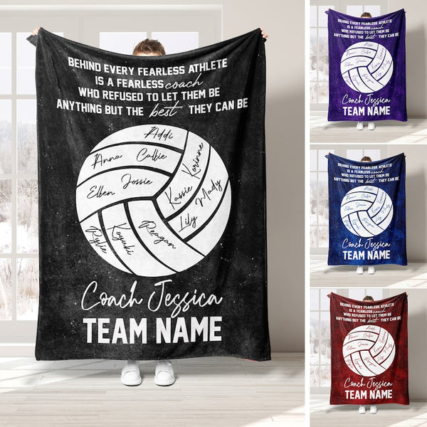 Personalized Volleyball Coach Blanket, Custom Name Soft Cozy Sherpa Fleece Throw Blankets