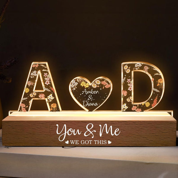 Personalized Couple Name Led Night Light, You And Me We Got This
