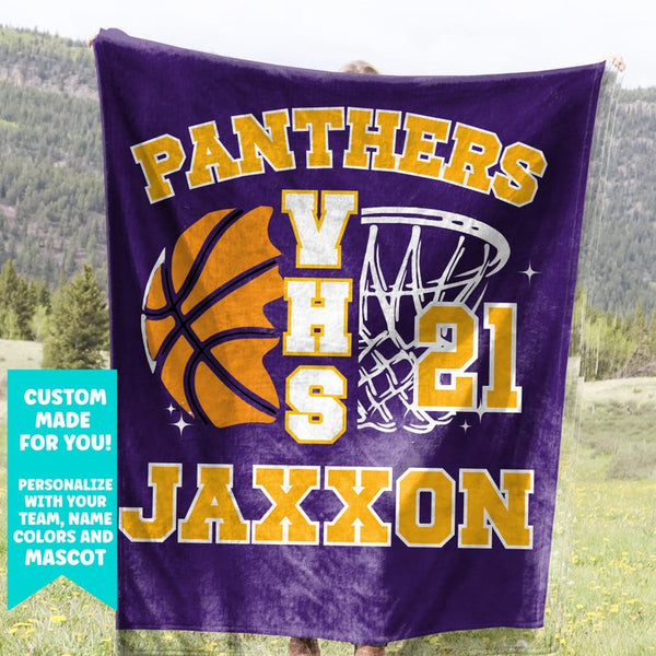 Personalized Basketball Blanket, Senior 2026 Custom Basketball Team Soft Fleece Throw