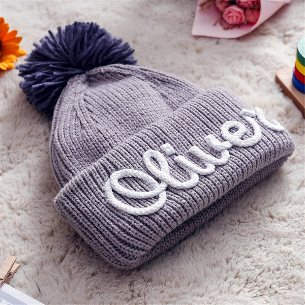 Custom Name Baby Hat, Personalized Kid's Winter Hat, Baby Name Beanie