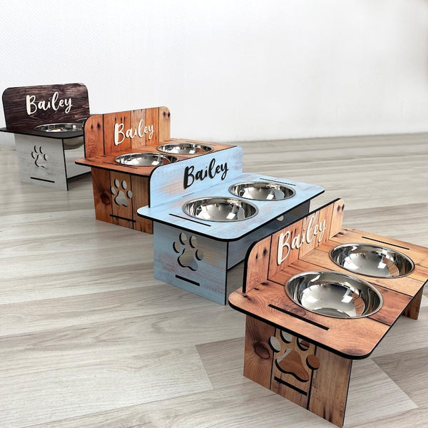 Raised Pet Bowl Stand Comes With Bowls Multiple Sizes Pet Feeder