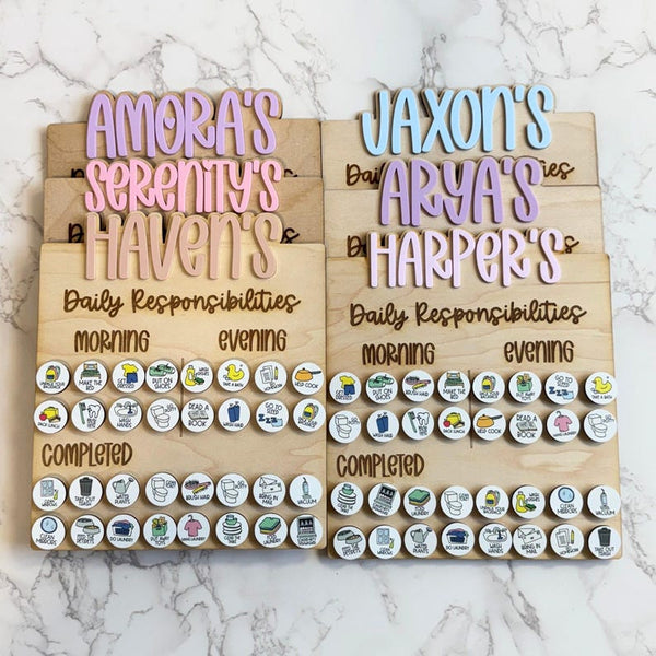 Custom Chore Chart l Custom Responsibilities Chart l Daily Responsibilities