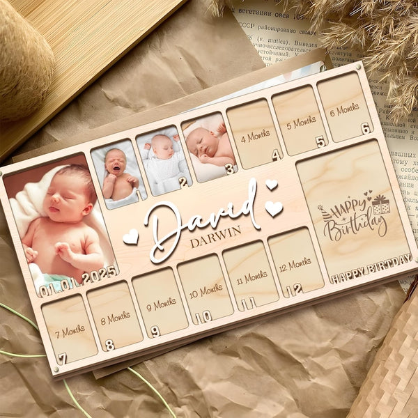 Baby First Year Picture Frame, Personalized Baby Photo Frame