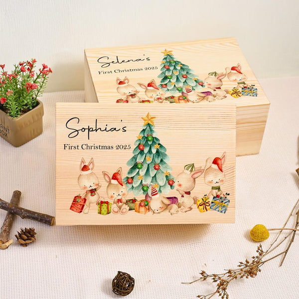 Cute Rabbits Design First Christmas Gift Box for Baby Boy/Girl