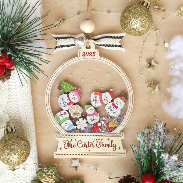 Personalized Snowman Family Christmas Ornament 2025