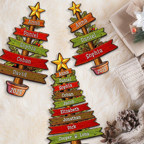 Family Christmas Ornament 2025 Personalized, Christmas Tree Family Name