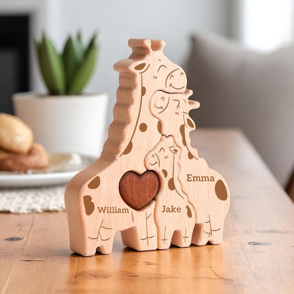Personalized Giraffe Family Puzzle, Mothers Day Gift, Family Christmas Gift