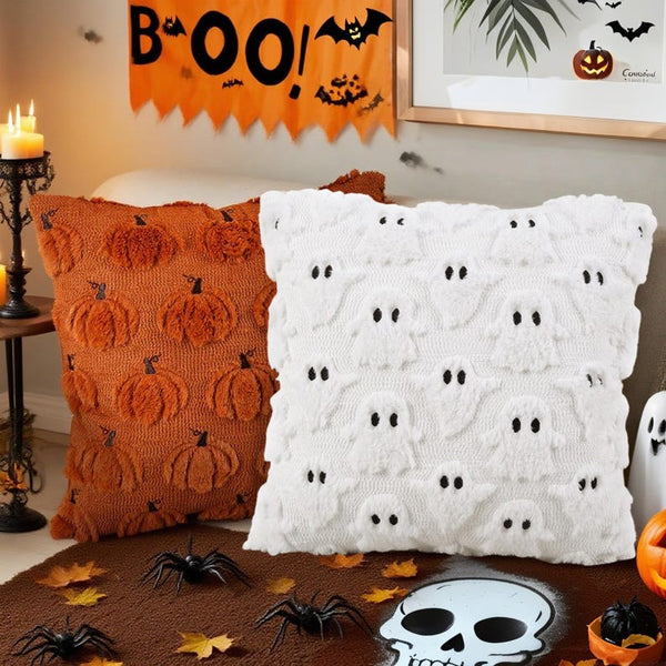 Cute Halloween Pillow Covers, Spooky Ghost Pumpkin Bat Pillow Covers