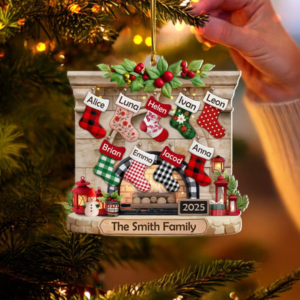 Custom Family Christmas Stockings Ornament, Fireplace Ornament,