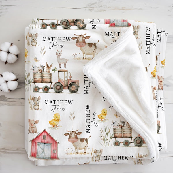 Personalized Farm Animal Baby Name Custom Blanket Gift Idea For Baby