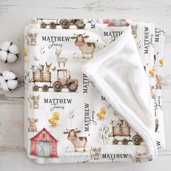 Personalized Farm Animal Baby Name Custom Blanket Gift Idea For Baby