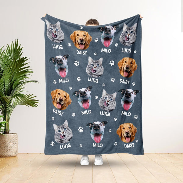 Personalized Pet Photo Fleece Blanket: Dog Mom Cat Mom Christmas Blanket