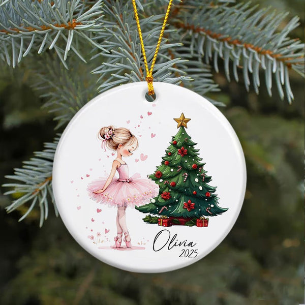 Personalized Ballerina Ornament 2025 – Custom Ballet Girl Gift