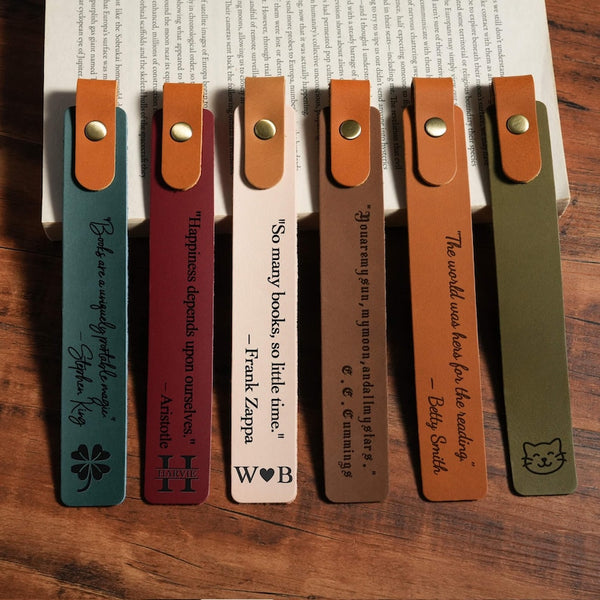 Personalized Leather Bookmark: Custom Engraved Full-Grain Italian Leather