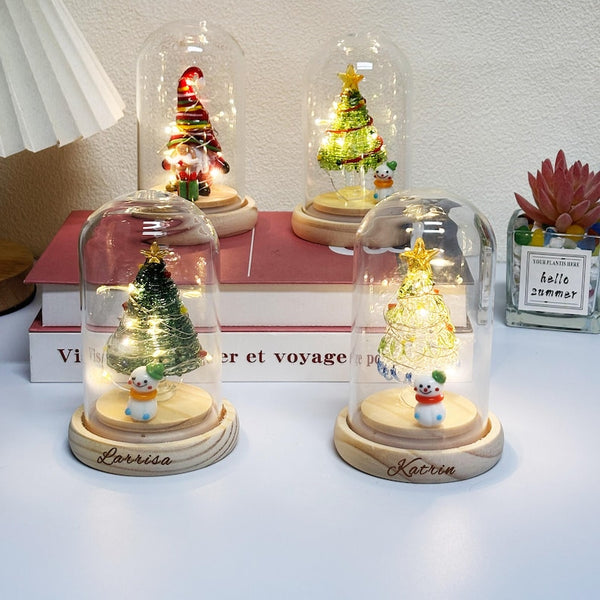 Personalized Glass Christmas Tree with LED Lights
