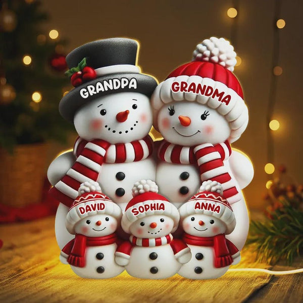 Personalized Snowman Family Christmas Light Box