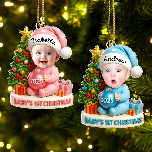 Baby's First Christmas Ornament: Custom Baby Face Acrylic Ornament