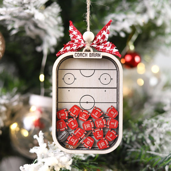 Personalized Hockey Jersey Shaker Ornament, Ice Hockey Coach Christmas Ornament
