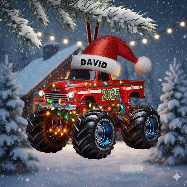 Personalized Monster Truck Christmas Ornament, Truck Ornament