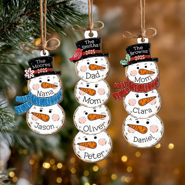 Custom Snowman Family Ornament, Custom Snowman Christmas Ornament