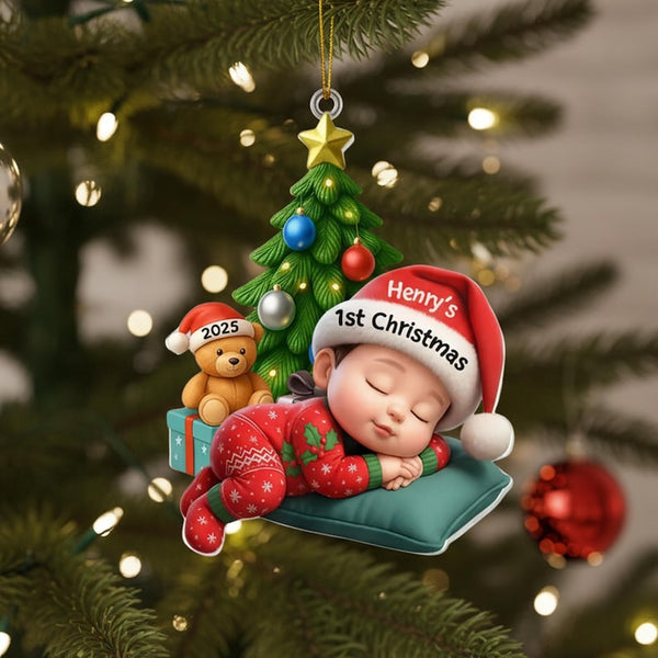 Baby’s First Christmas Ornament, Personalized Acrylic Bauble