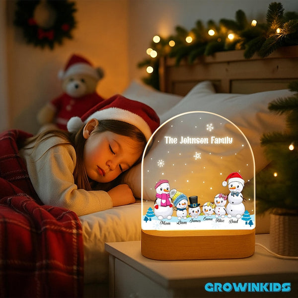 Personalized Snowman Family Night Light
