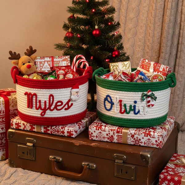 Personalized Christmas Basket: Custom Holiday Decor Gift