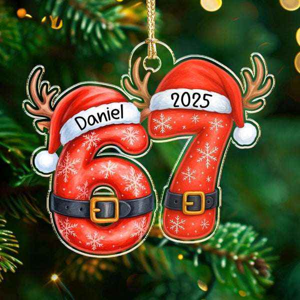 Six Seven 67 Meme Custom Name Christmas Ornament