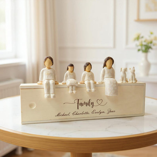 Custom Engraved Family Figurine Set, Family Keepsake