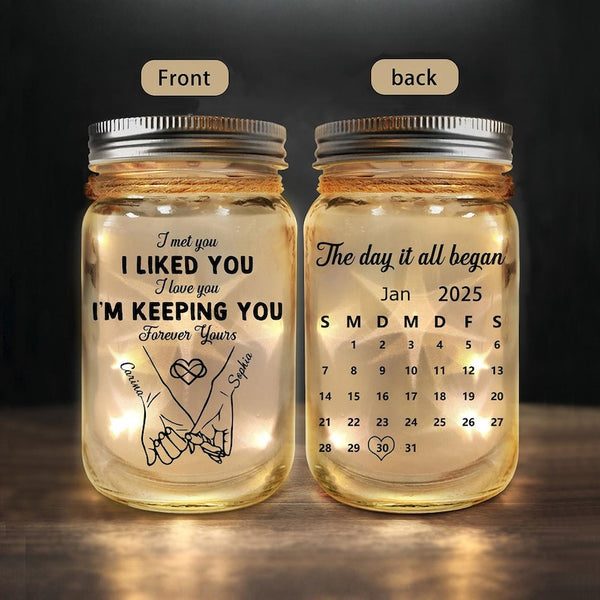 Personalized Couple Pinky Promise Light Up Jars