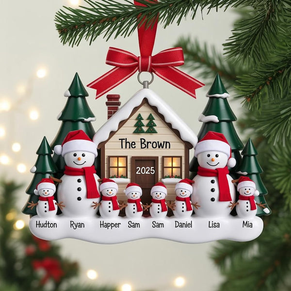 Personalized Snowman Family Ornament , Acrylic Family Christmas Tree Decor,