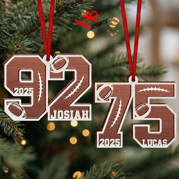 Custom Football American Ornament, Football Number Christmas Gift
