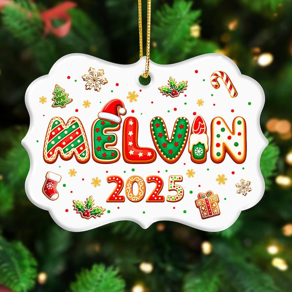 Custom Gingerbread Alphabet Name Christmas Ornament 2025