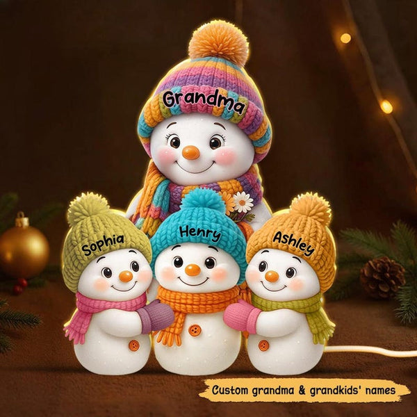 Snowman Grandma, Grandpa, Grandparents and Grandkids Personalized Light Box
