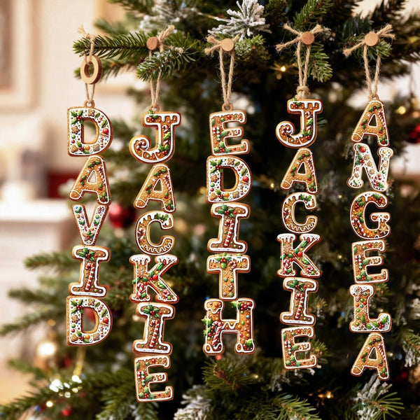 Christmas Gingerbread Letter Ornaments with Name, 2025 Stocking Tags