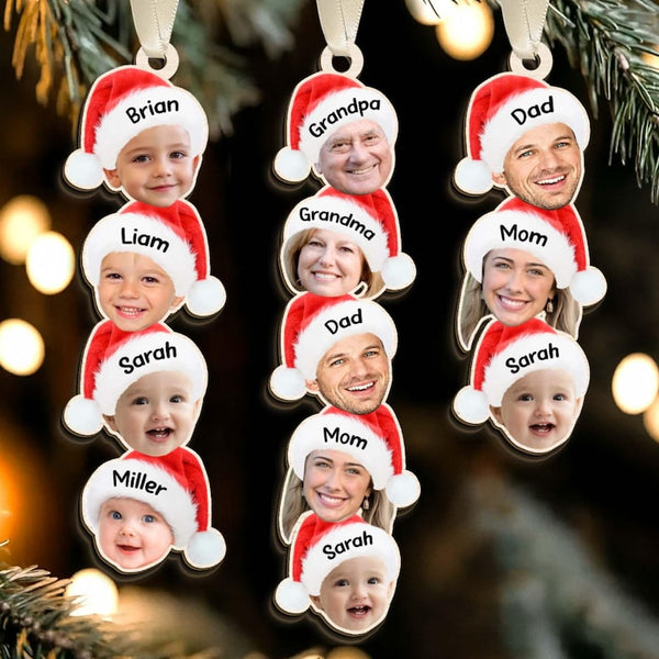 Custom Photo Funny Face Family Ornament, Acrylic Christmas Ornament