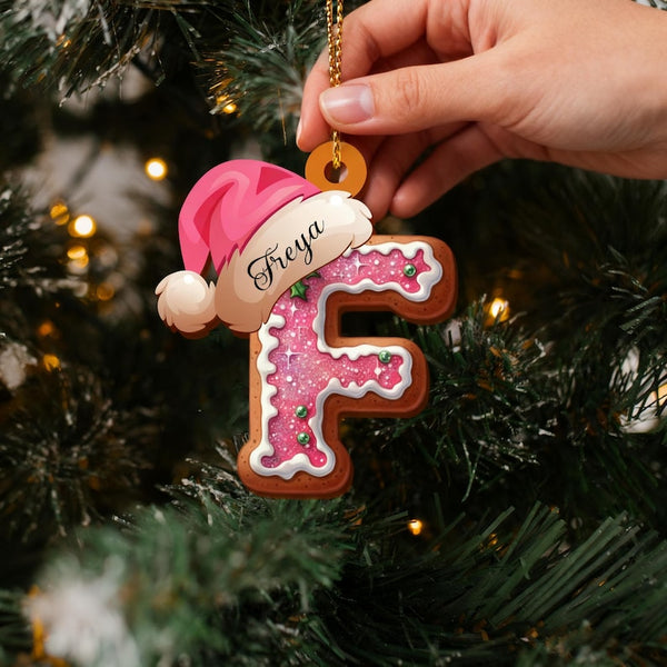 Personalized Gingerbread Letter Ornament, Custom Name Christmas Tree Decor