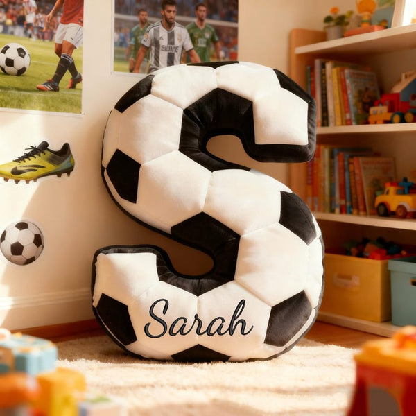 Personalized Soccer Ball Letter Pillow Custom Initial Pillow with name