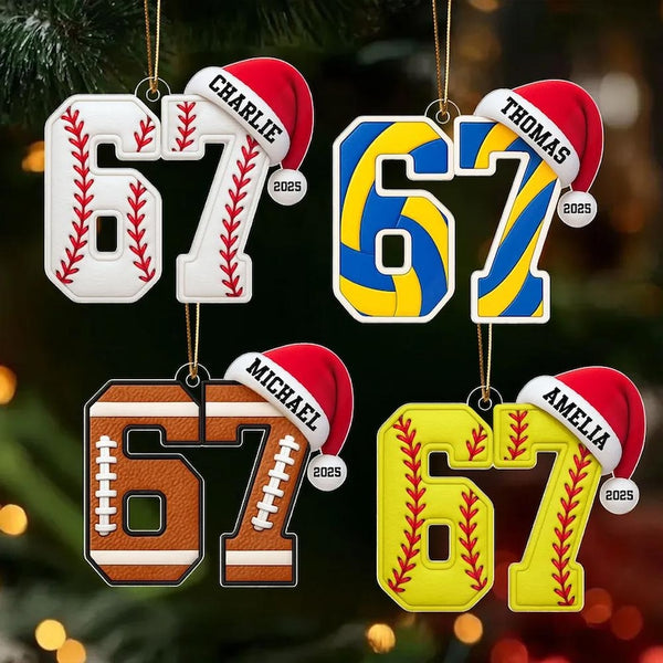 Custom Funny Six Seven 67 Sports Christmas Ornament