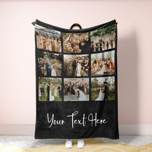 Picture Blanket With Text, Personalized Photo Blanket Collage, Family Blanket, Memorial Blanket